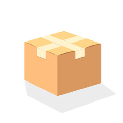 Fototapeta premium Cardboard box on white background. Vector illustration.
