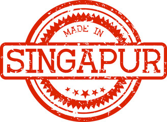 made in singapur grunge rubber stamp in red color isolated on white background