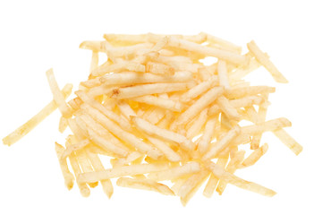 thin straw fried potatoes on a white background