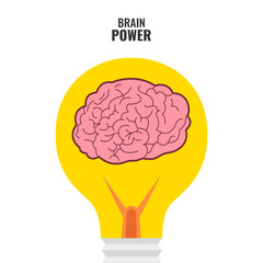 Brain in light bulb. Generate think creative innovation idea. Brain power concept. Vector illustration.