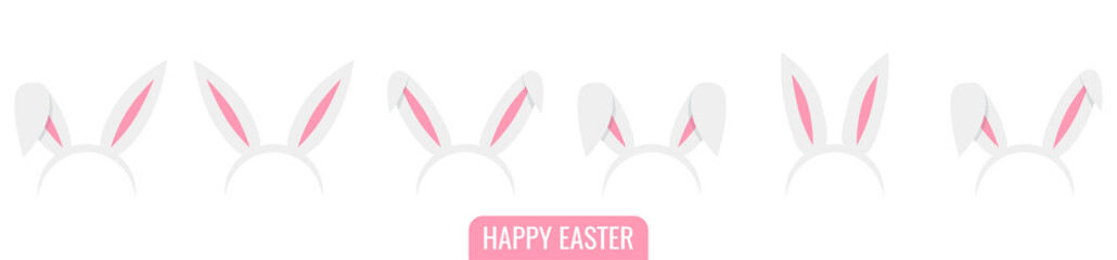Set of easter bunny ears isolated mask on background. Vector illustration.