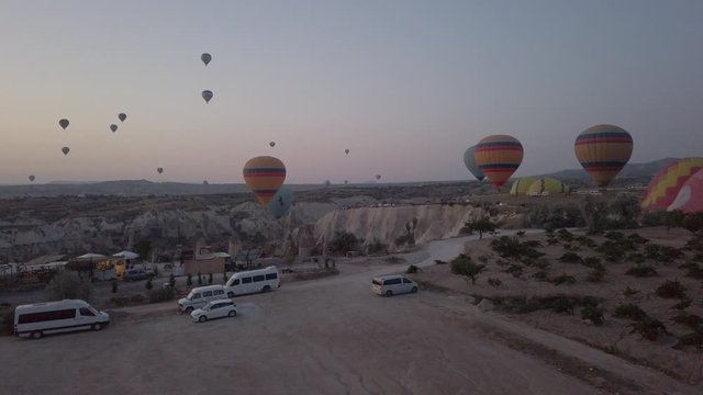 vertical movement from a hot air balloon during take off from Goreme during sunrise