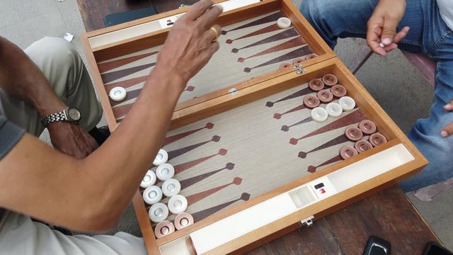 Turkish guys play backgammon in Urgup city - Kapadokya