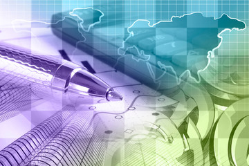 Mail signs, graph and buildings