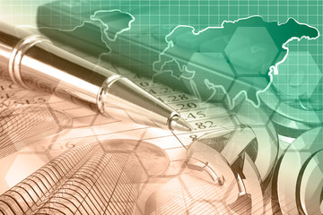 Mail signs, map and buildings