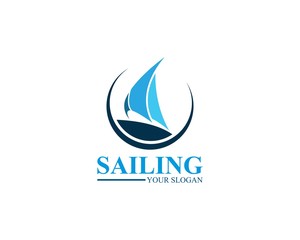 Obraz premium Sailing ship logo template vector icon illustration design