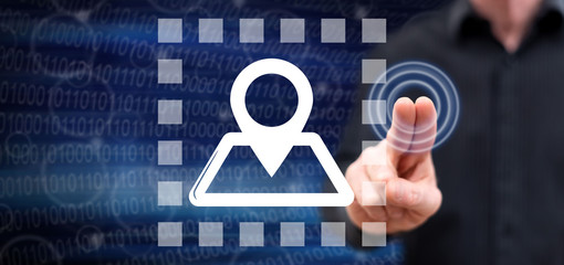 Man touching a navigation system concept