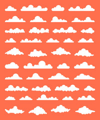 Collection of stylized cloud silhouettes. Set of cloud icons. Vector illustration.