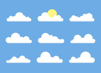 Collection of stylized cloud silhouettes. Set of cloud icons. Vector illustration.