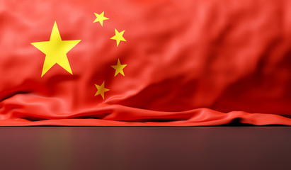 chinese flag fluttering on scene