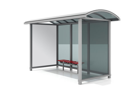 3d illustration of an empty Billboard at a bus stop on the white background.
