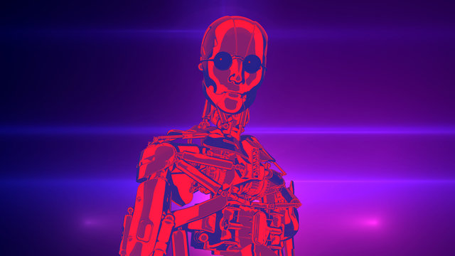 Robot / artificial intelligence new retro wave style design