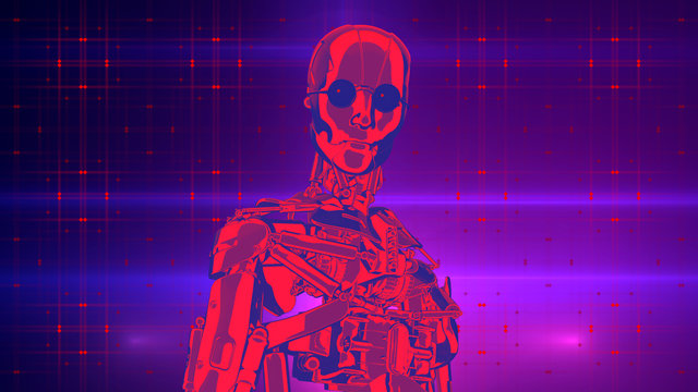 Robot / artificial intelligence new retro wave style design