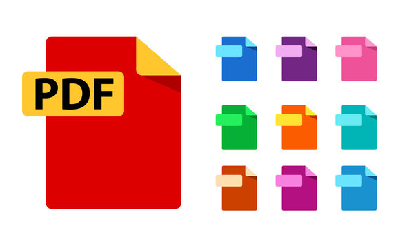 PDF and color templates for any formats. Big Collection of vector icons. File format extensions icons. flat design style.