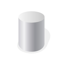 White cylinder isolated on white background. Basic geometrical form. Vector illustration.