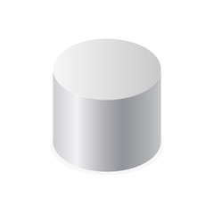 White cylinder isolated on white background. Basic geometrical form. Vector illustration.