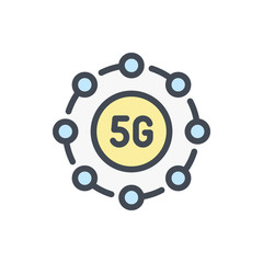 5G connection color line icon. 5G network vector outline colorful sign.