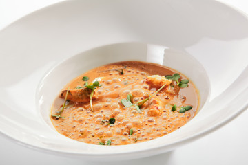 Exquisite Serving Airy Cream Bisque with Seafood