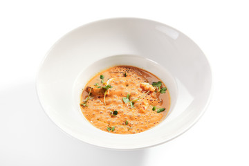 Exquisite Serving Airy Cream Bisque with Seafood