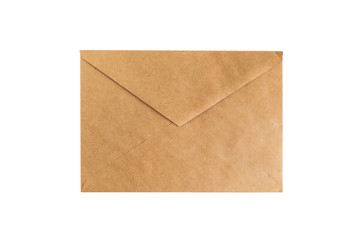 Realistic brown mail envelope. Isolated mail package mock up on white background