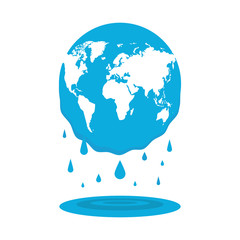 Melting planet Earth. Concept global warming. Flat cartoon style. Vector illustration.