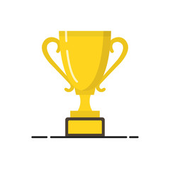Golden winner cup. Trophy cup. Flat cartoon icon. Vector illustration.