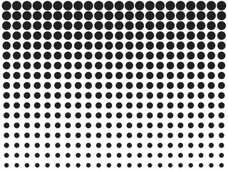 Halftone, circles, dots, transition pattern. Vector illustration.