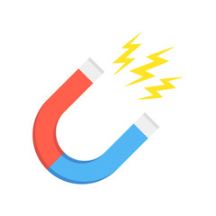 Magnet illustration in flat style. Magnetism, magnetize or attraction concept. Vector illustration.