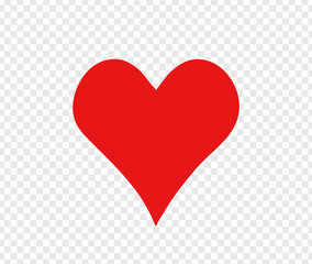 Red heart sign isolated on transparent background. Valentines day icon. Hand drawn heart shape. World heart day concept. Love icon. Vector illustration