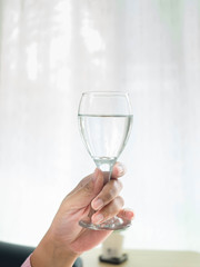 Wine glass,Drink Water Refreshing ,Background,Closeup,Clear water