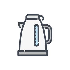 Electric kettle color line icon. Home appliance vector outline colorful sign.