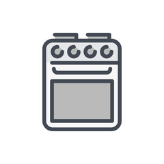 Kitchen stove and oven color line icon. Home appliance vector outline colorful sign.