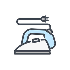 Electric iron color line icon. Home appliance vector outline colorful sign.