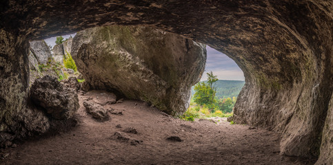 Cave near mount Zborow - Rocky hill in the Jura Krakowsko-Czestochowska, Silesia, Poland