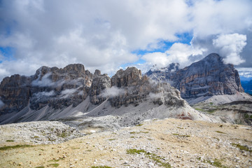 Landscape of Dolomites mountains in South Tyrol, Italy.
