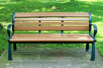 Outdoor Wooden Bench in the City Park