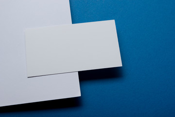 Business cards Mockup on color background. Flat Lay. copy space for text