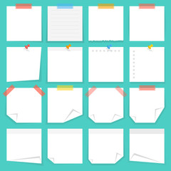 Paper notes and stickers. Vector illustration.