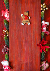 Christmas greeteng card with gingerbread man. - 290692366