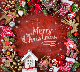 Beautiful Christmas frame with Christmas decorations. - 290692372