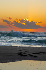 Golden sunrise at the sea