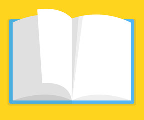 Open empty book in flat style. Vector illustration.