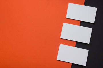 Business cards Mockup on color background. Flat Lay. copy space for text