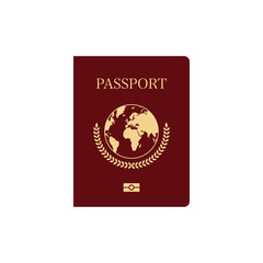 International passport red cover template. Vector illustration.