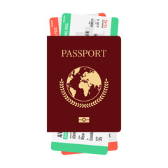 International passport with tickets. Air travel concept. Vector illustration.