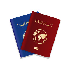 Realistic international passports cover template. Vector illustration.