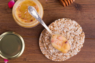 Breakfast word made by chocolate crispy ball with different breakfast attributes