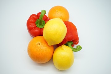 fruits and vegetables isolated on white background