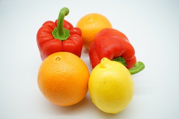 fruits and vegetables isolated on white background