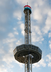 view of the city skyliner tower in Luxembourg at sunset